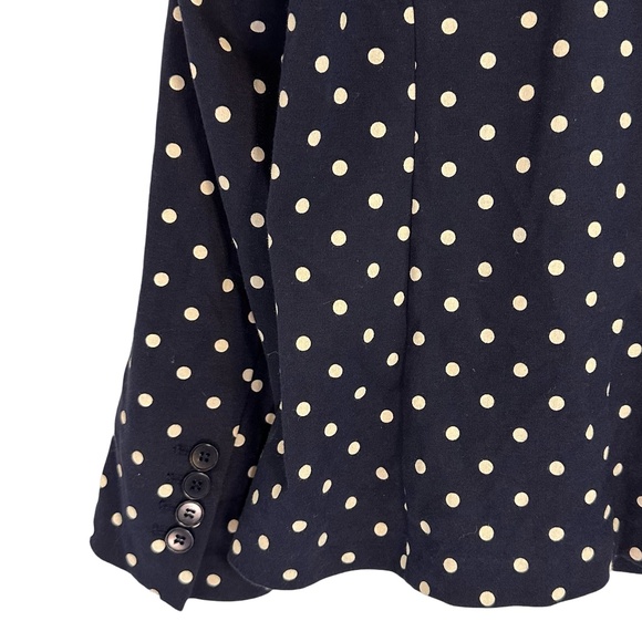 Talbots Navy and Cream Large Cotton Blend Polka Dot Three Button Blazer - Picture 3 of 5